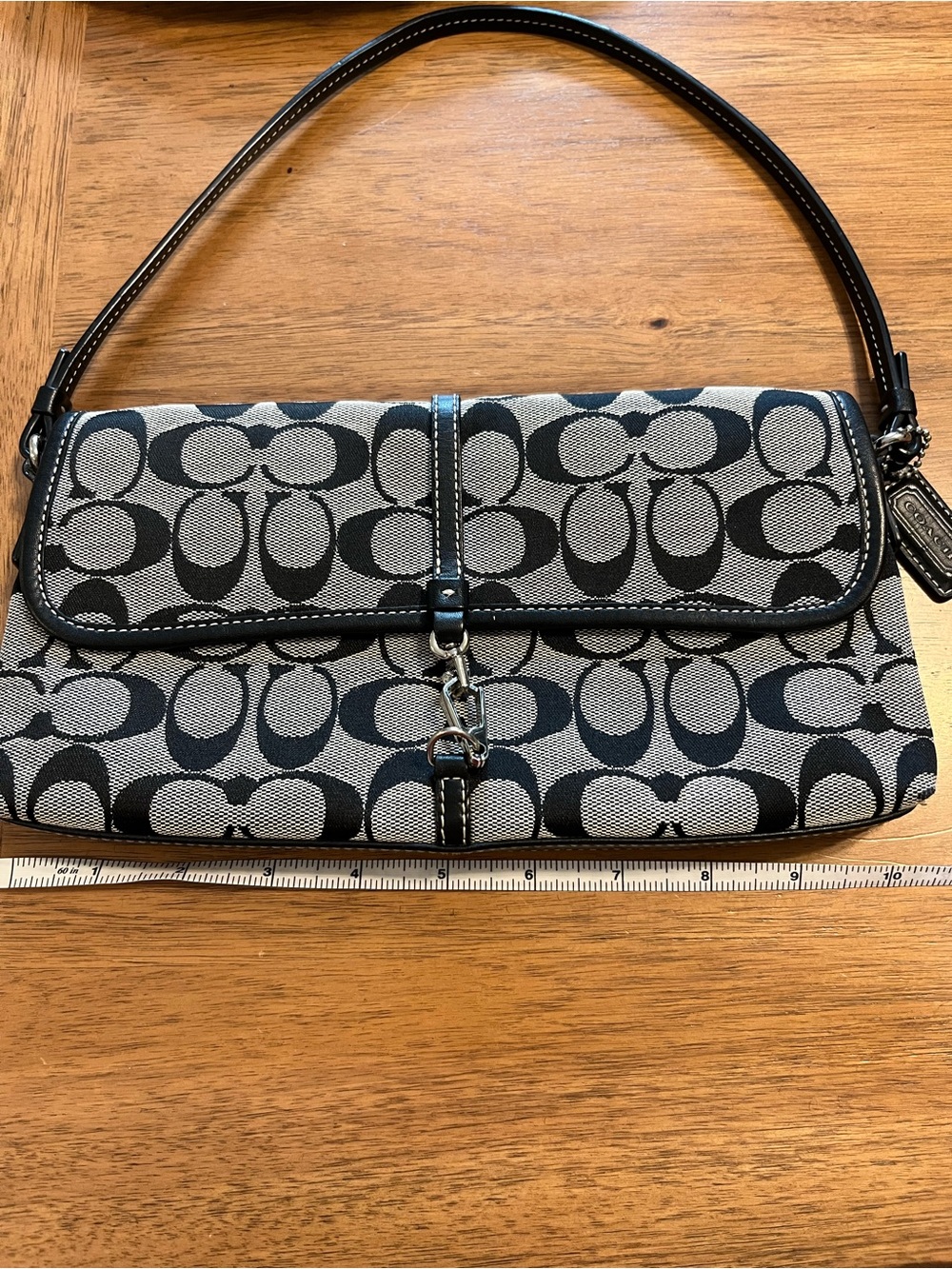 Coach Signature Black & Gray Hampton Clip Demi Shoulder Bag Vintage - Picture 13 of 16